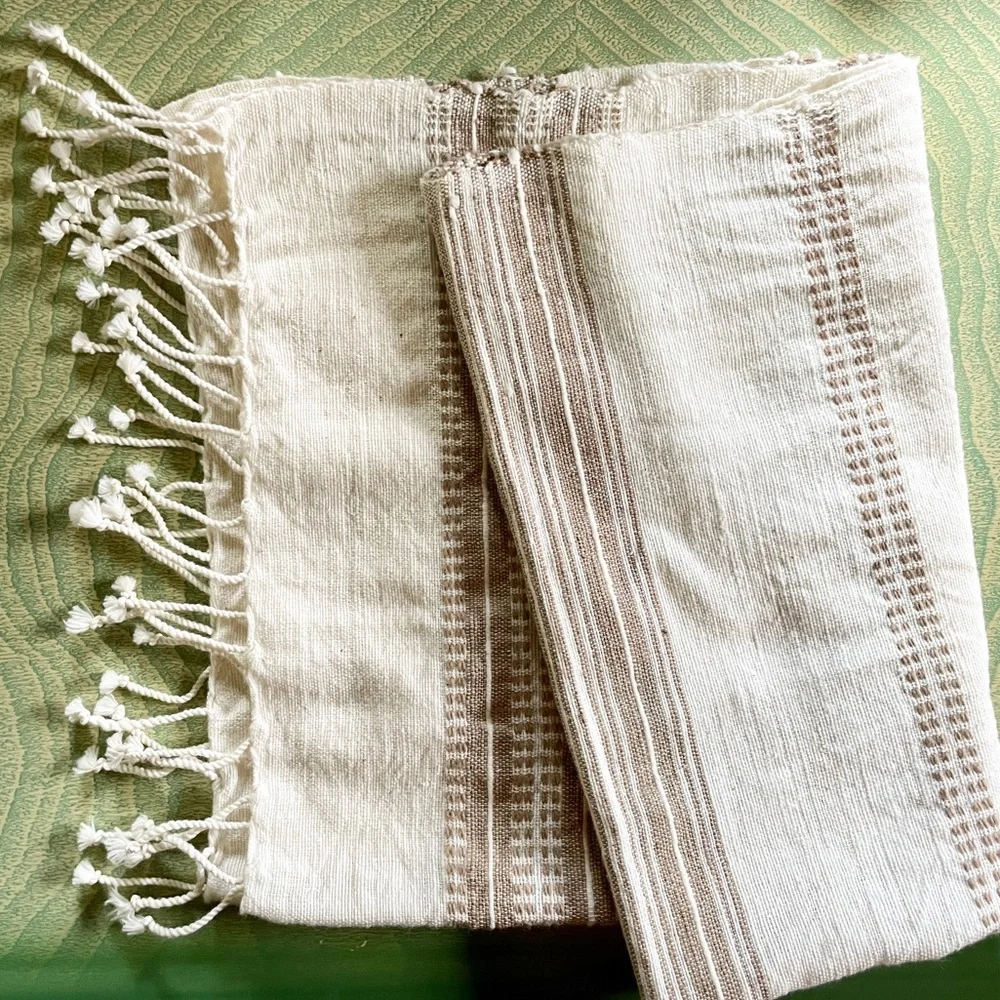Creative Women | Aden Handwoven Cotton Hand Towel, Natural w/Stone ♥ NWOT